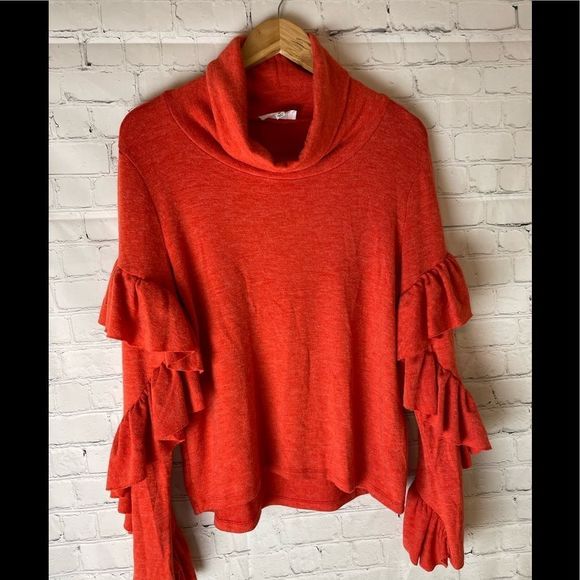 THML Red Ruffle Sleeve Sweater - Picture 3 of 15